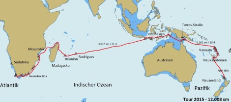 Route Indischer Ozean